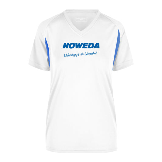 Laufshirts für Damen "Noweda - Unterwegs für die Gesundheit", white/royal