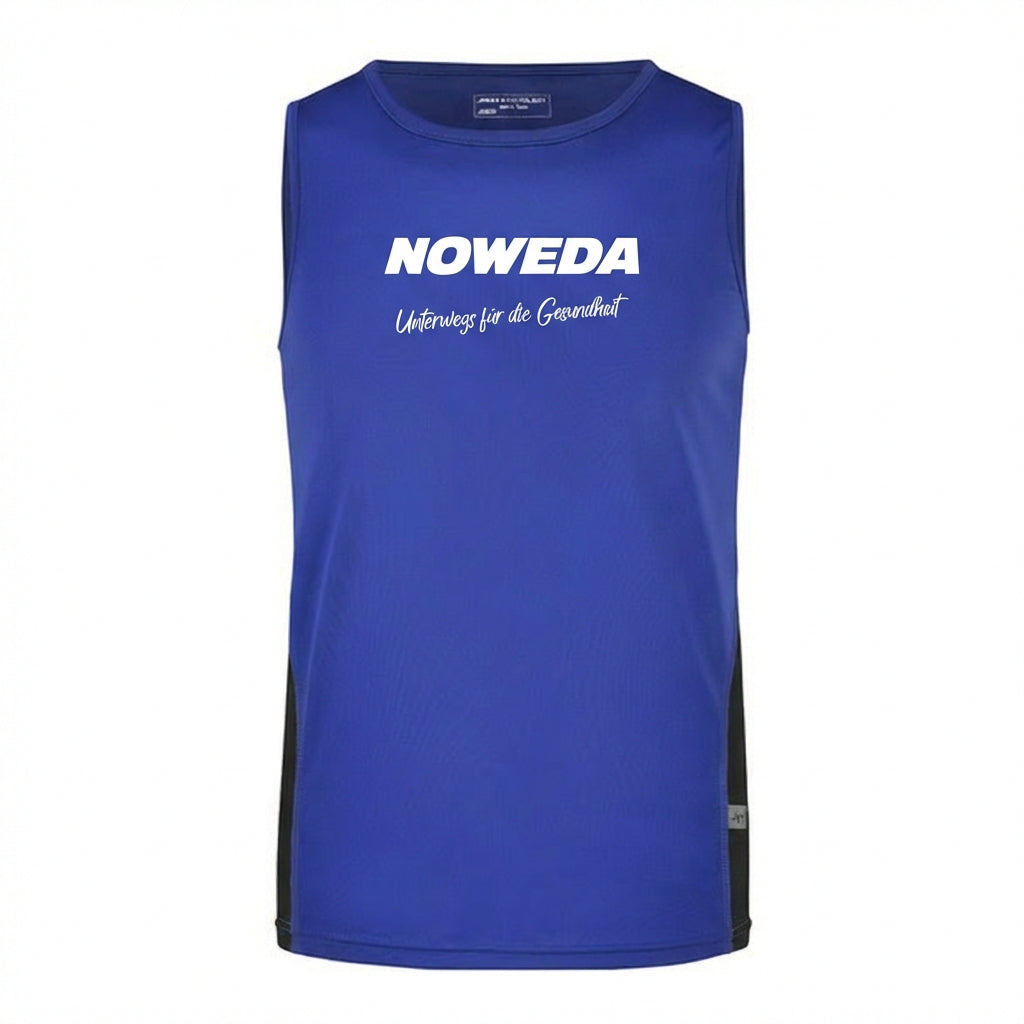 Ärmelloses Laufshirt für Herren "Noweda - Unterwegs für die Gesundheit", royal/white